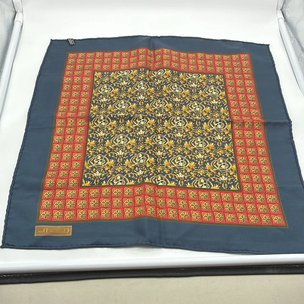 Christian Dior Multicolor Blue Silk Scarf/ handkerchief